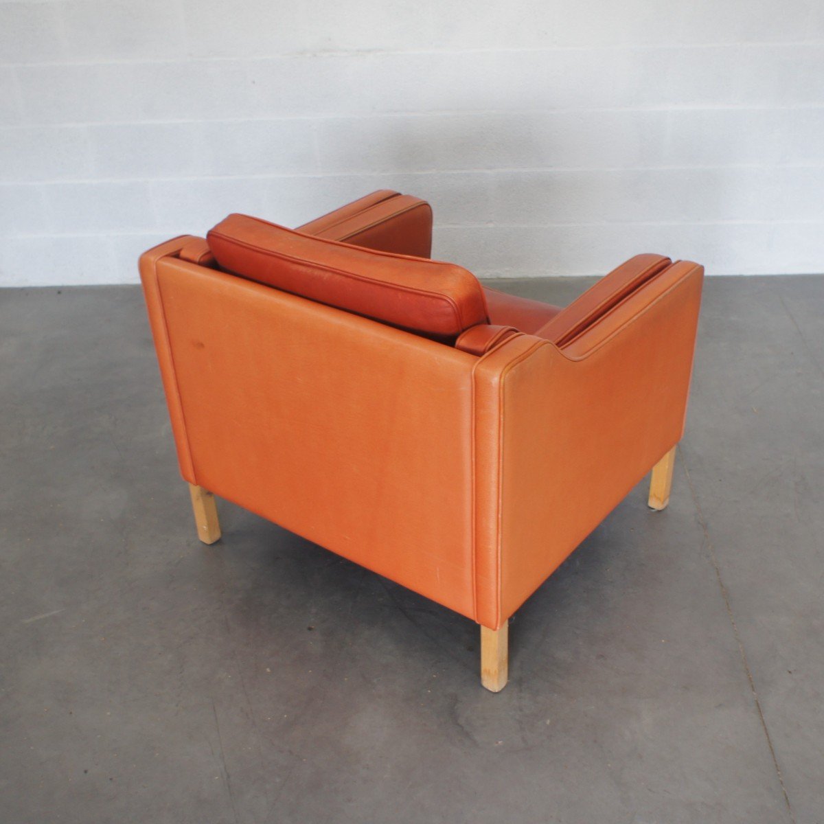 Pair Of Scandinavian Leather Club Armchairs-photo-3