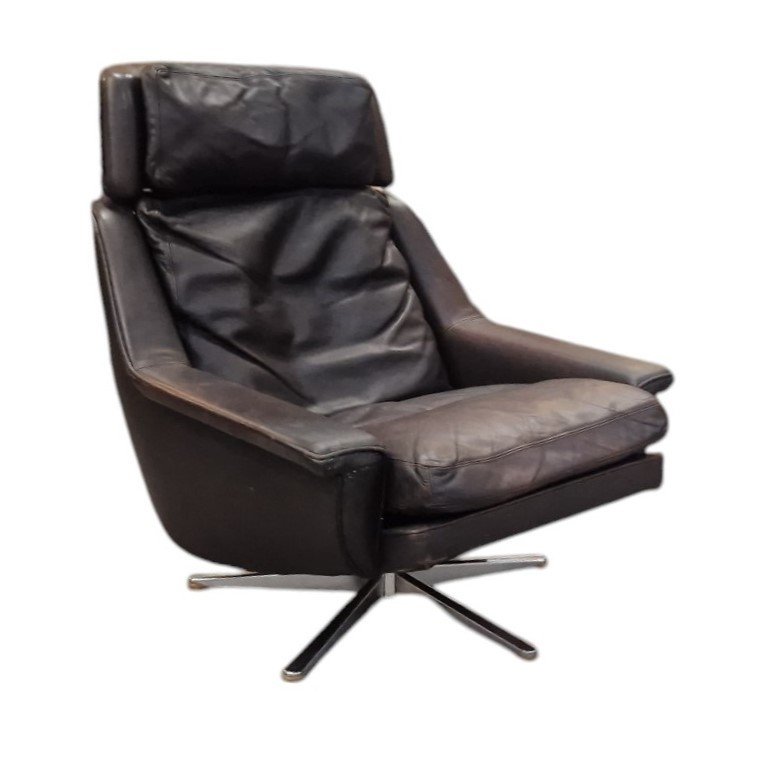 Pair Of Scandinavian Leather Armchairs, Werner Langenfeld-photo-2