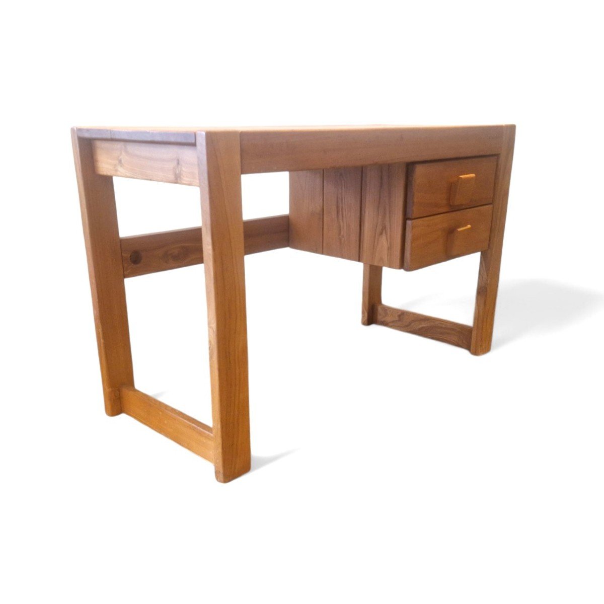 Vintage Desk In Solid Elm, Dlg Maison Regain-photo-3
