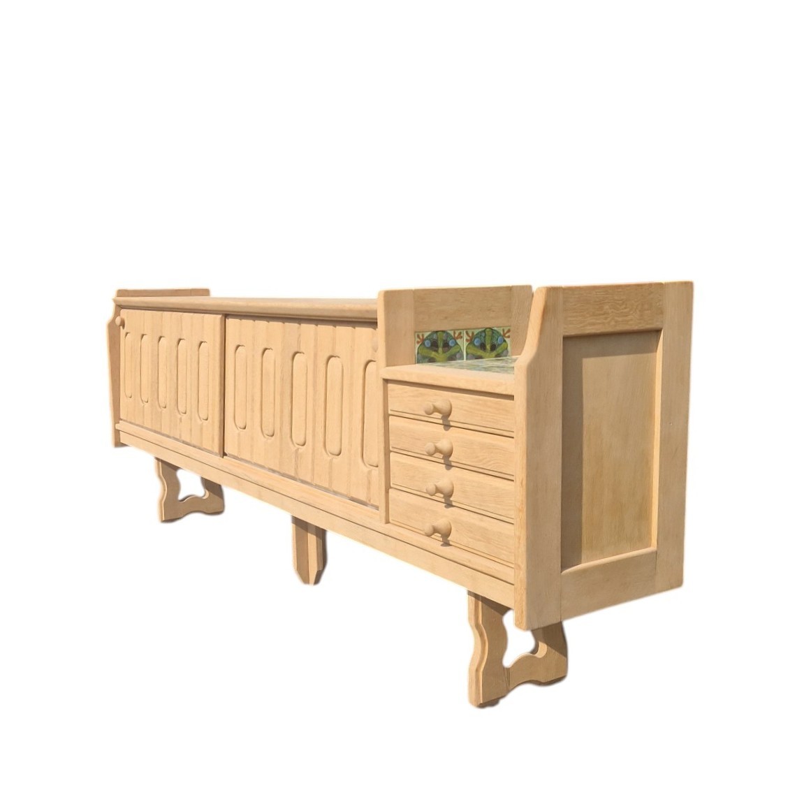 Vintage Sideboard In Light Oak, Guillerme And Chambron-photo-4