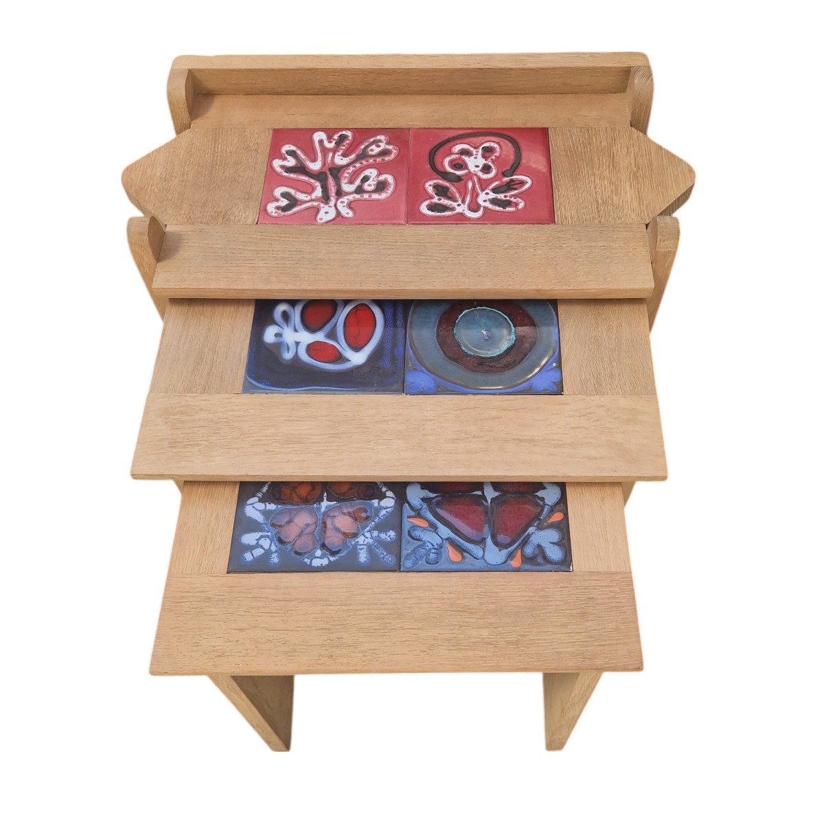 Light Oak Nesting Tables, Guillerme And Chambron-photo-2