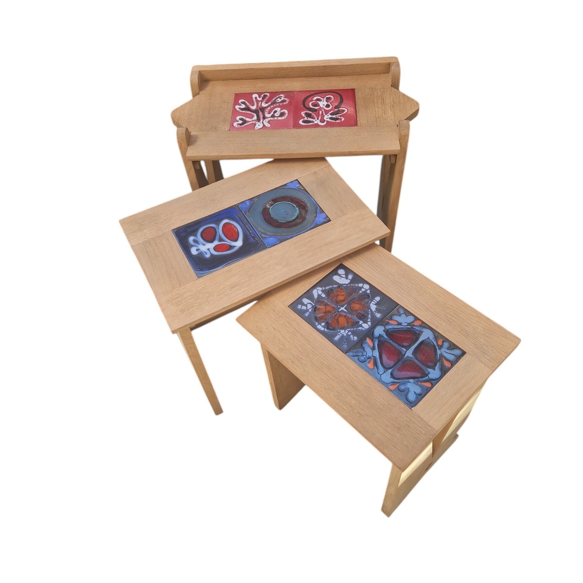 Light Oak Nesting Tables, Guillerme And Chambron-photo-1