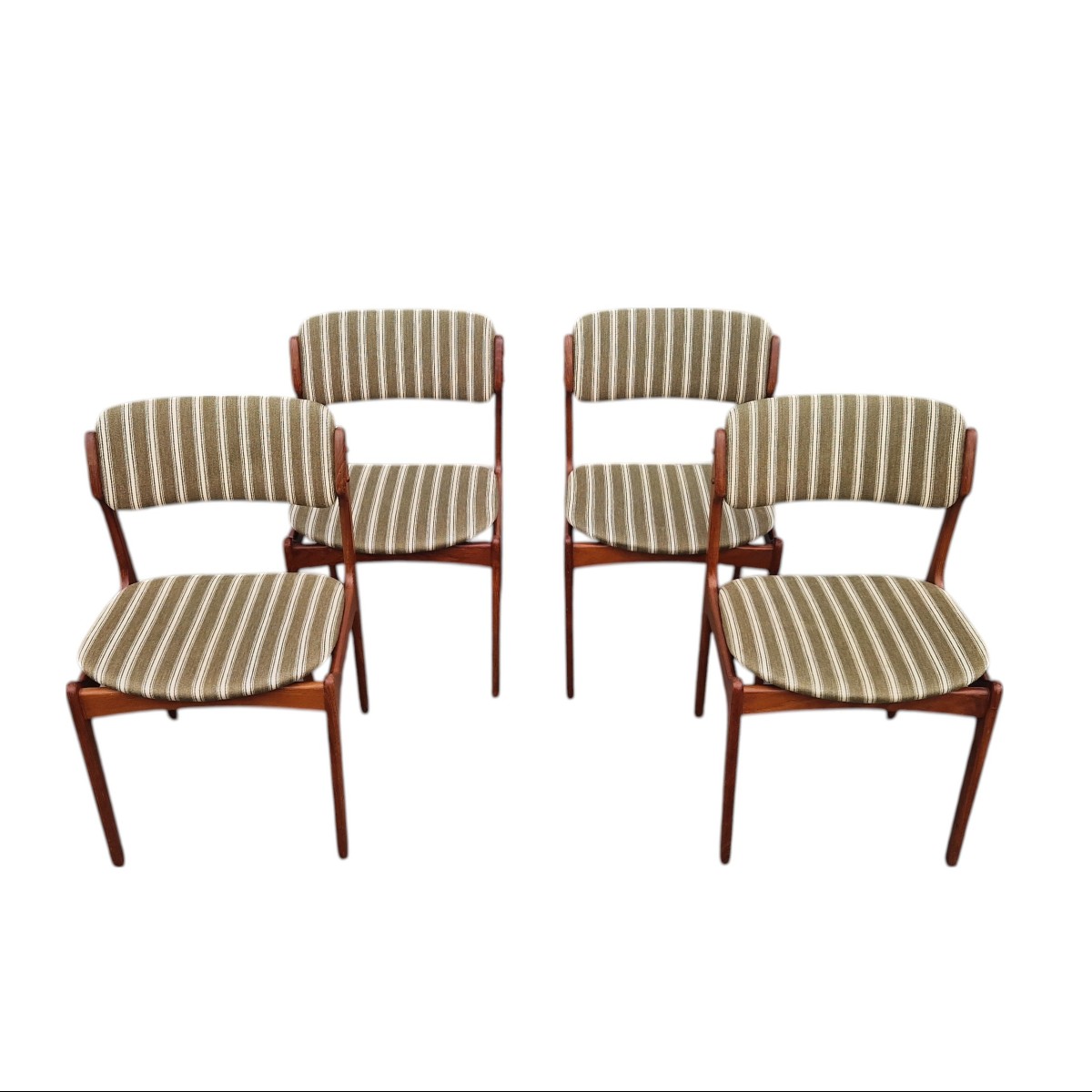 Set Of 4 Solid Teak Chairs, Erik Buch
