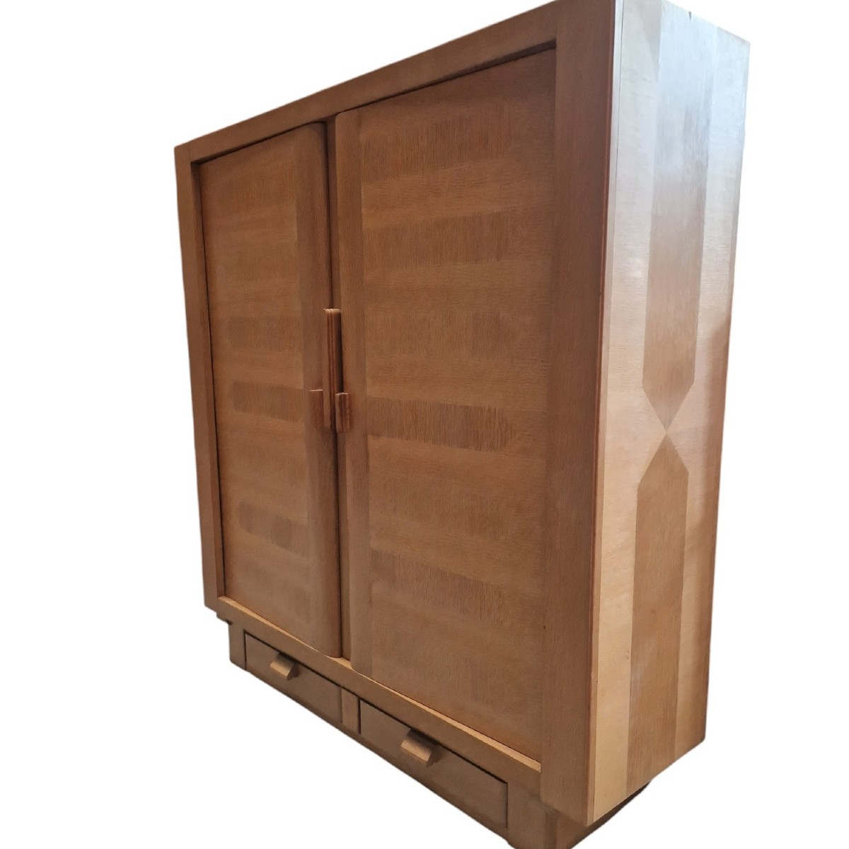 Armoire vintage en chêne et marqueterie de chêne, Guillerme et Chambron-photo-4
