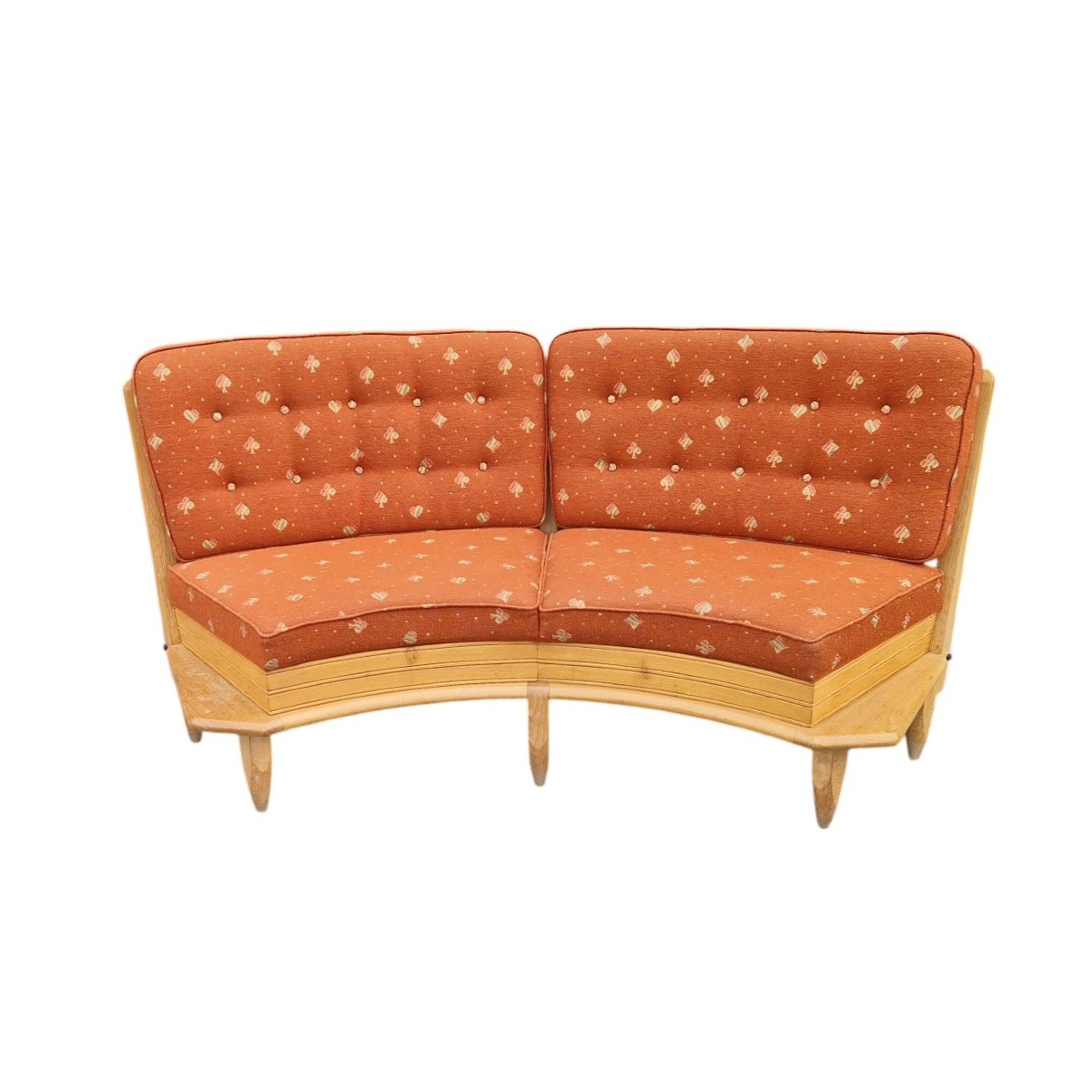 Vintage Light Oak Bench, Guillerme Et Chambron