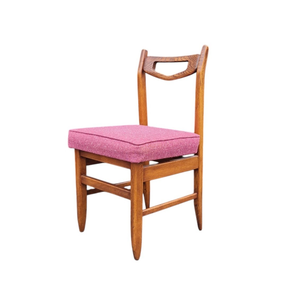 Set Of Six Solid Oak Chairs, Guillerme Et Chambron-photo-1