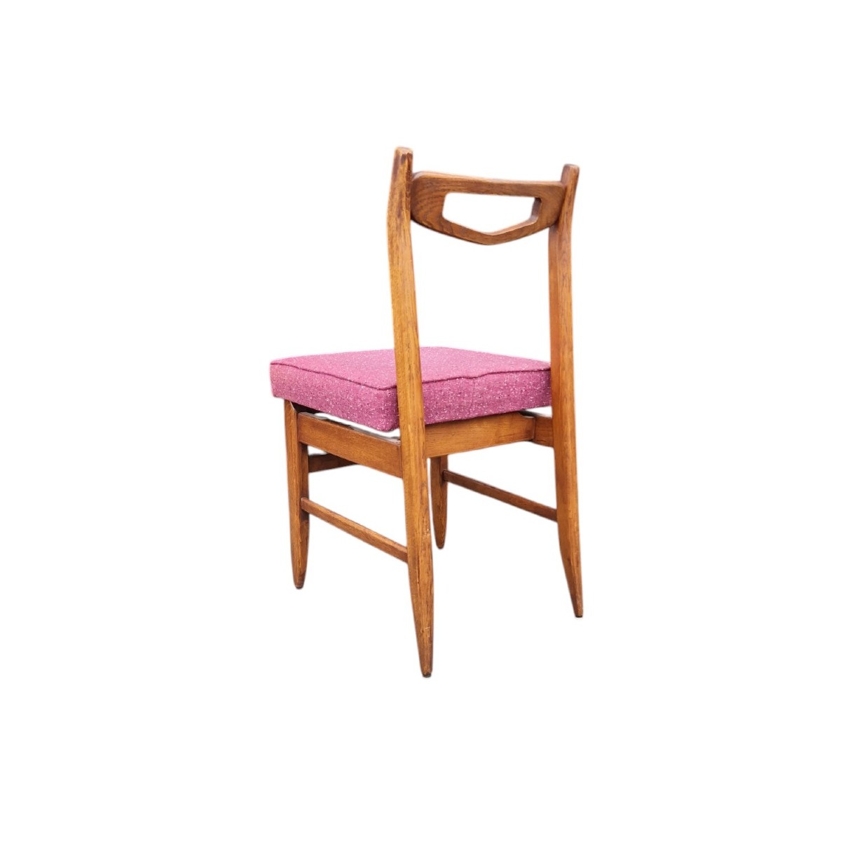 Set Of Six Solid Oak Chairs, Guillerme Et Chambron-photo-3