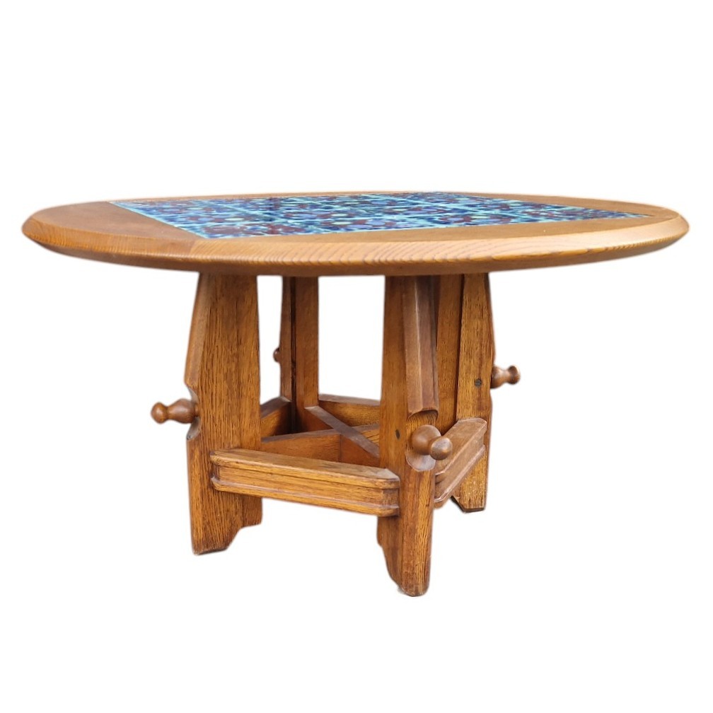 Ladislas System Pedestal Table In Oak, Guillerme And Chambron-photo-3