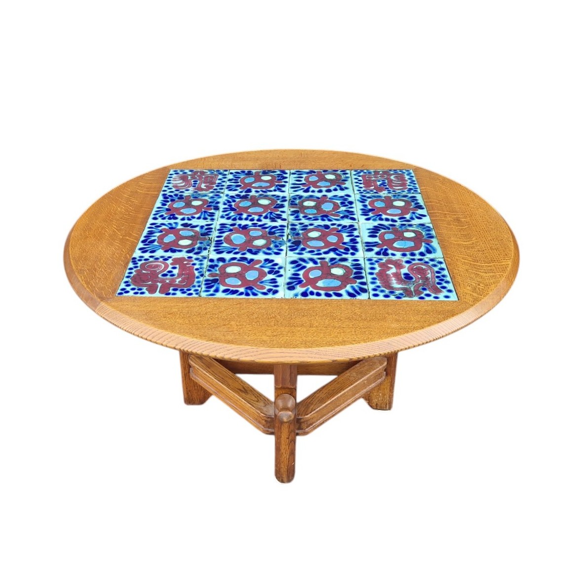 Ladislas System Pedestal Table In Oak, Guillerme And Chambron