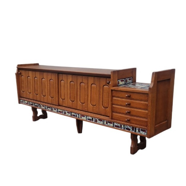 Large Solid Oak Sideboard, Guillerme And Chambron-photo-3