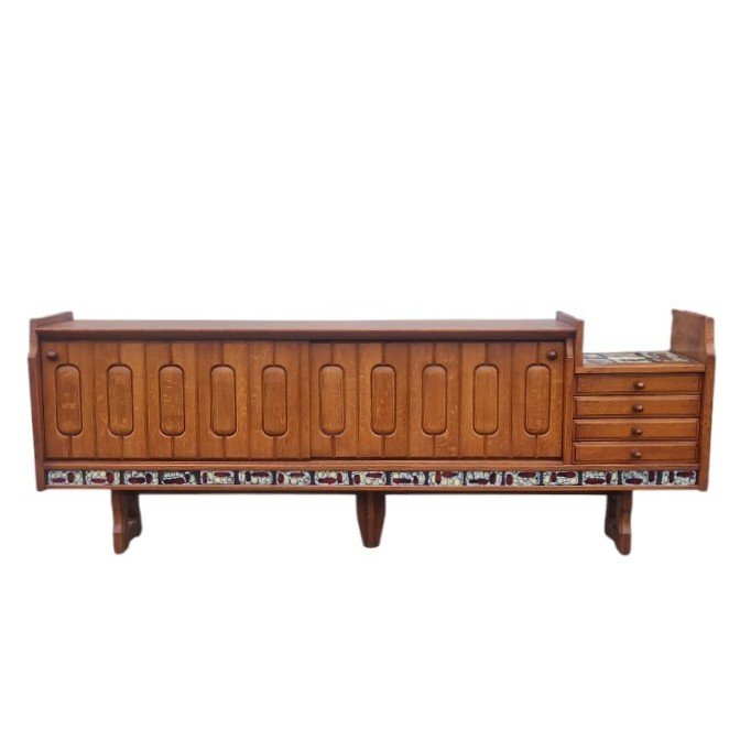 Large Solid Oak Sideboard, Guillerme And Chambron