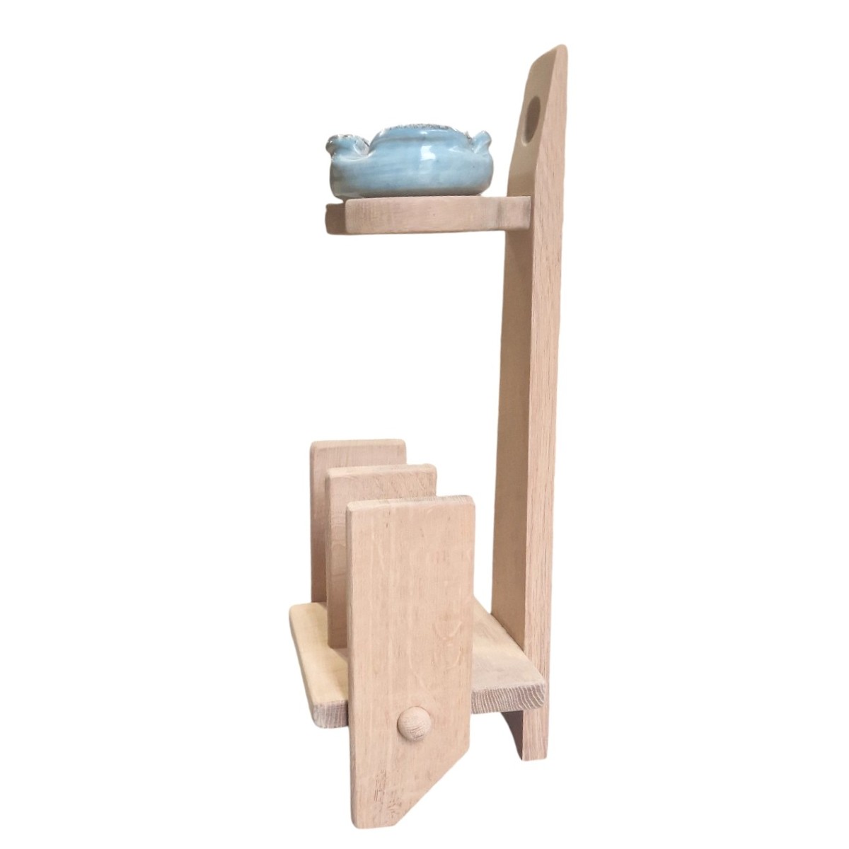 Vintage Light Oak Smoking Stand, Guillerme Et Chambron-photo-3