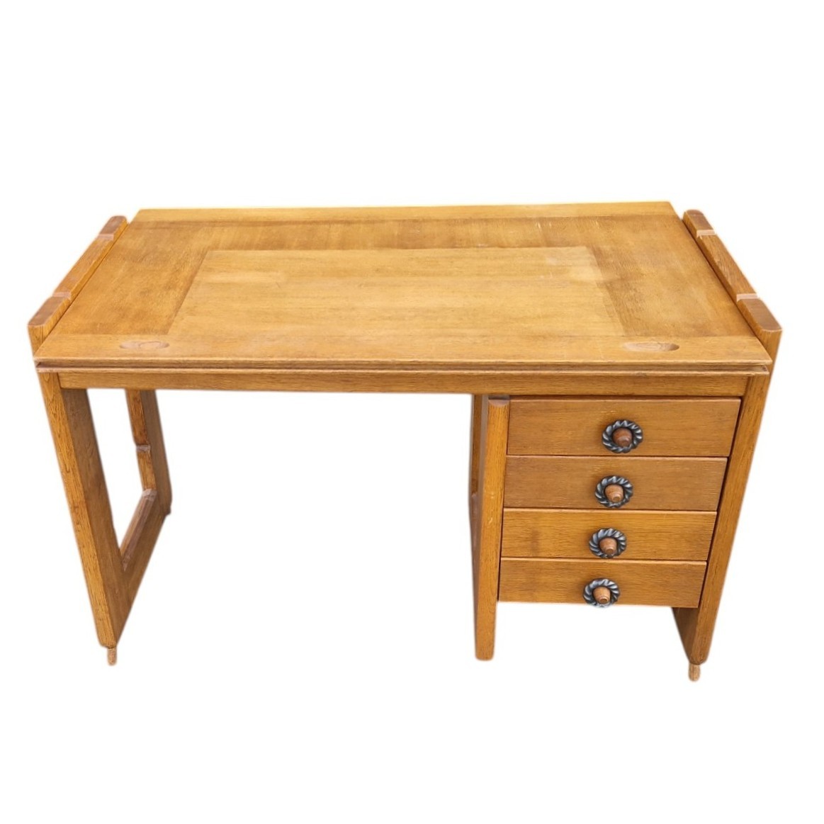 Vintage Oak Desk, Guillerme Et Chambron-photo-3