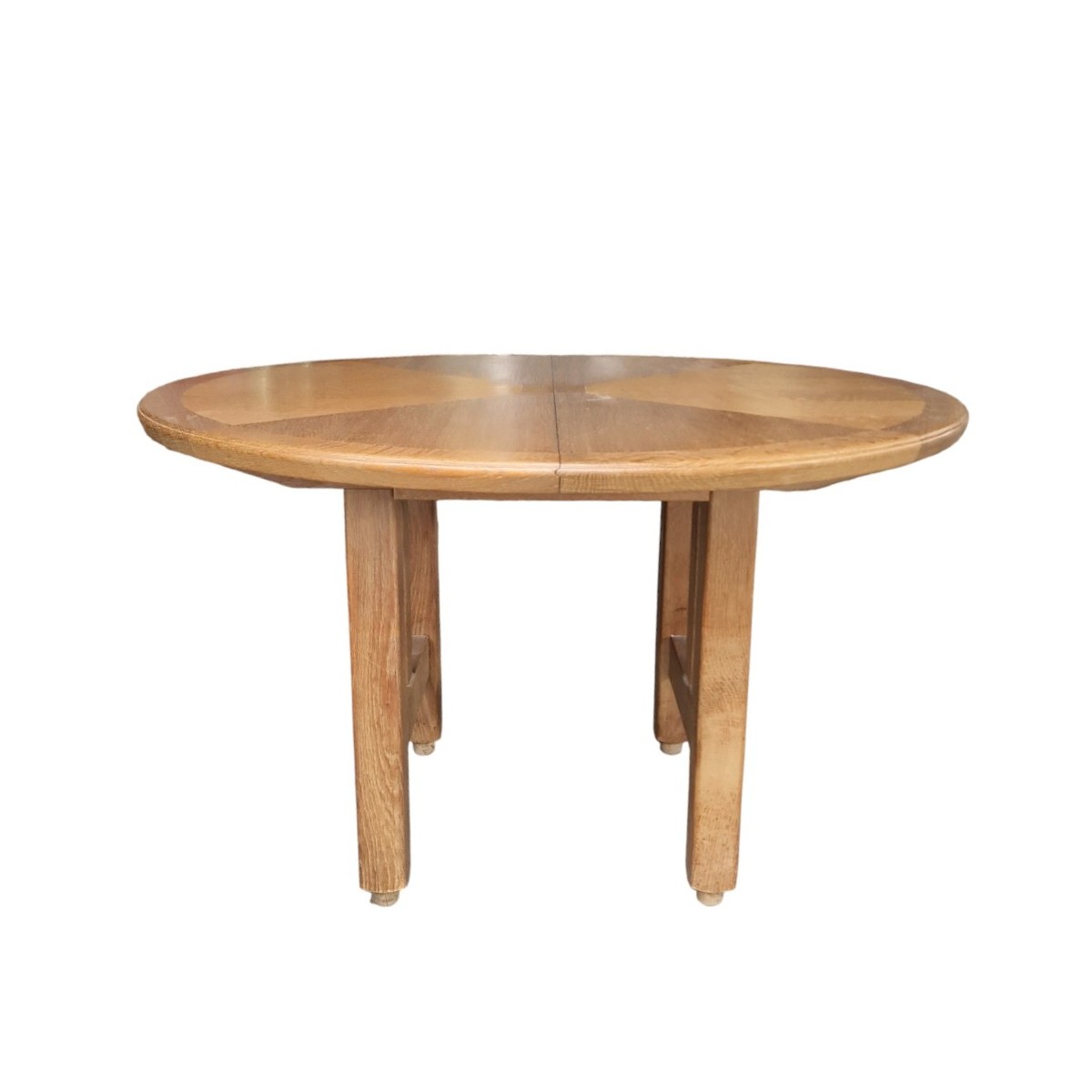 Round Oak Table With Oak Marquetry By Guillerme Et Chambron-photo-2