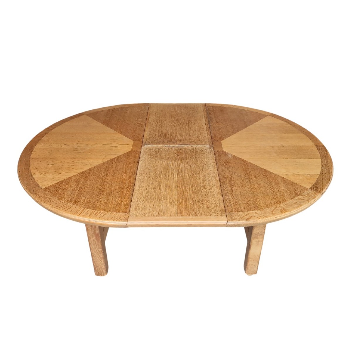 Round Oak Table With Oak Marquetry By Guillerme Et Chambron-photo-4