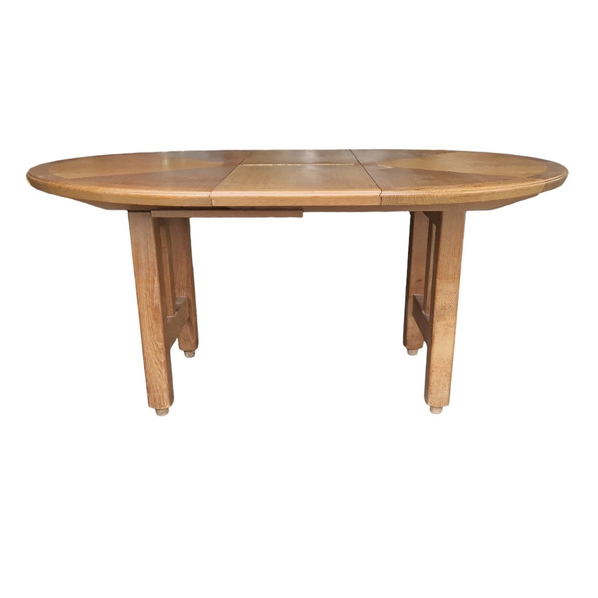 Round Oak Table With Oak Marquetry By Guillerme Et Chambron-photo-1