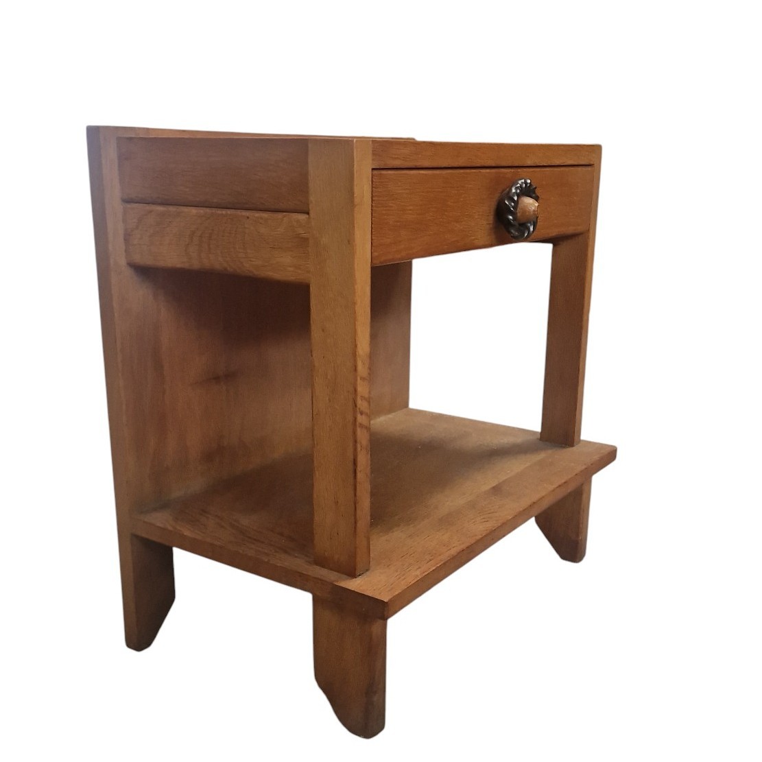 Pair Of Solid Oak Bedside Tables, Guillerme And Chambron-photo-1