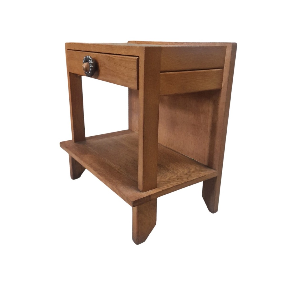 Pair Of Solid Oak Bedside Tables, Guillerme And Chambron-photo-2
