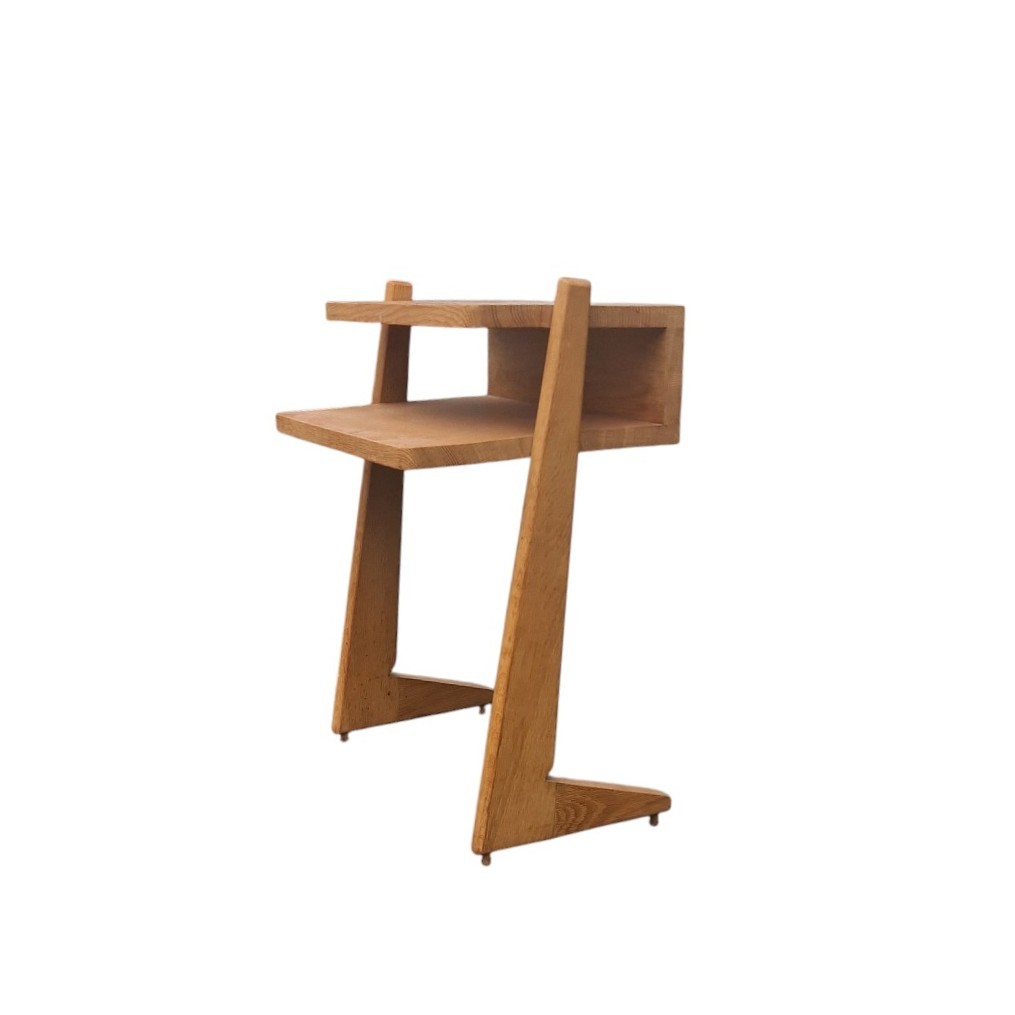 Light Oak Bedside Table, Guillerme And Chambron