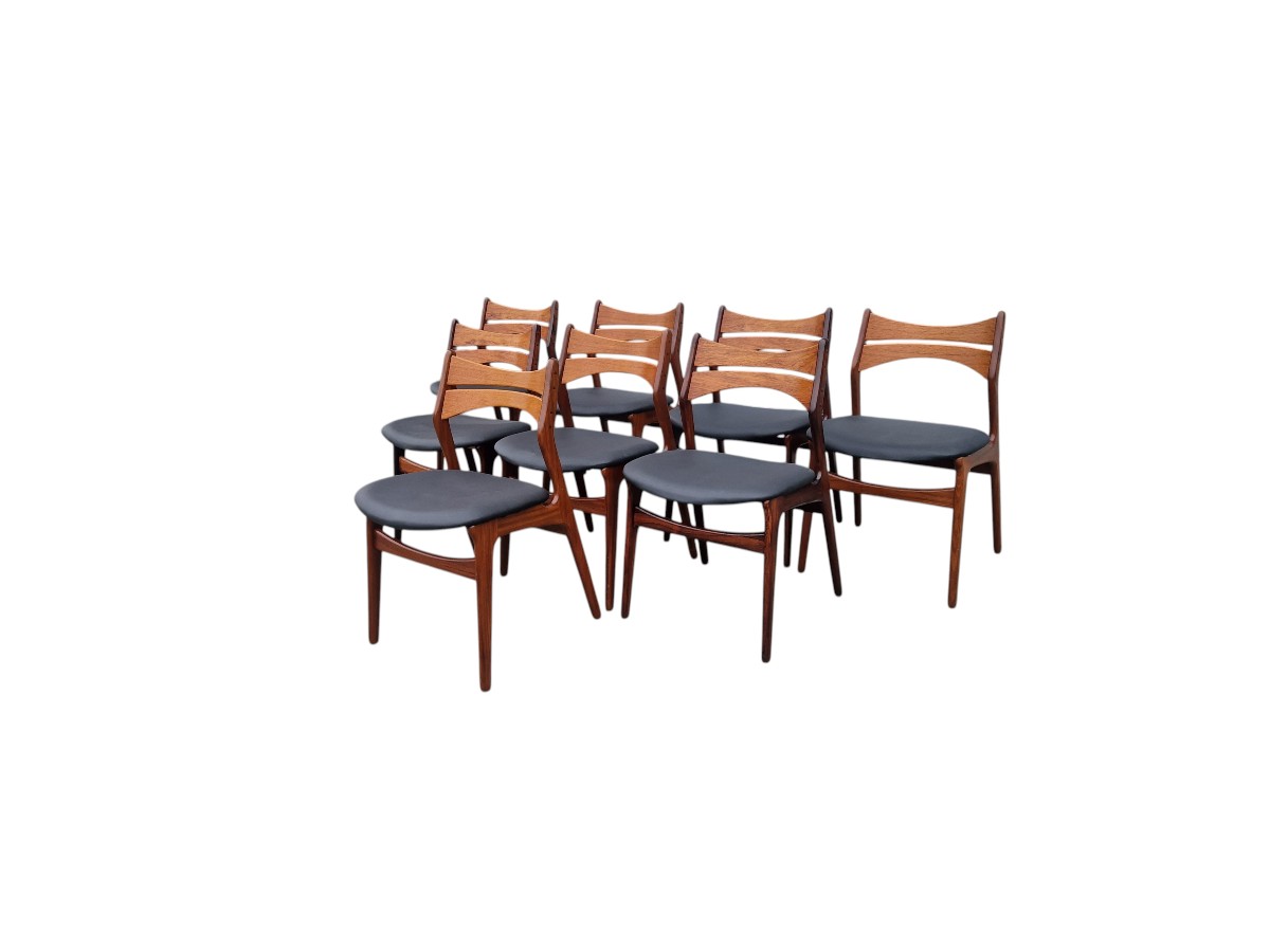 Set Of 8 Scandinavian Teak Chairs, Erik Buch-photo-2