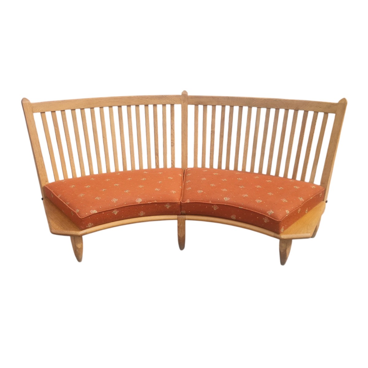 Curved Sofa In Light Oak, Guillerme And Chambron-photo-2