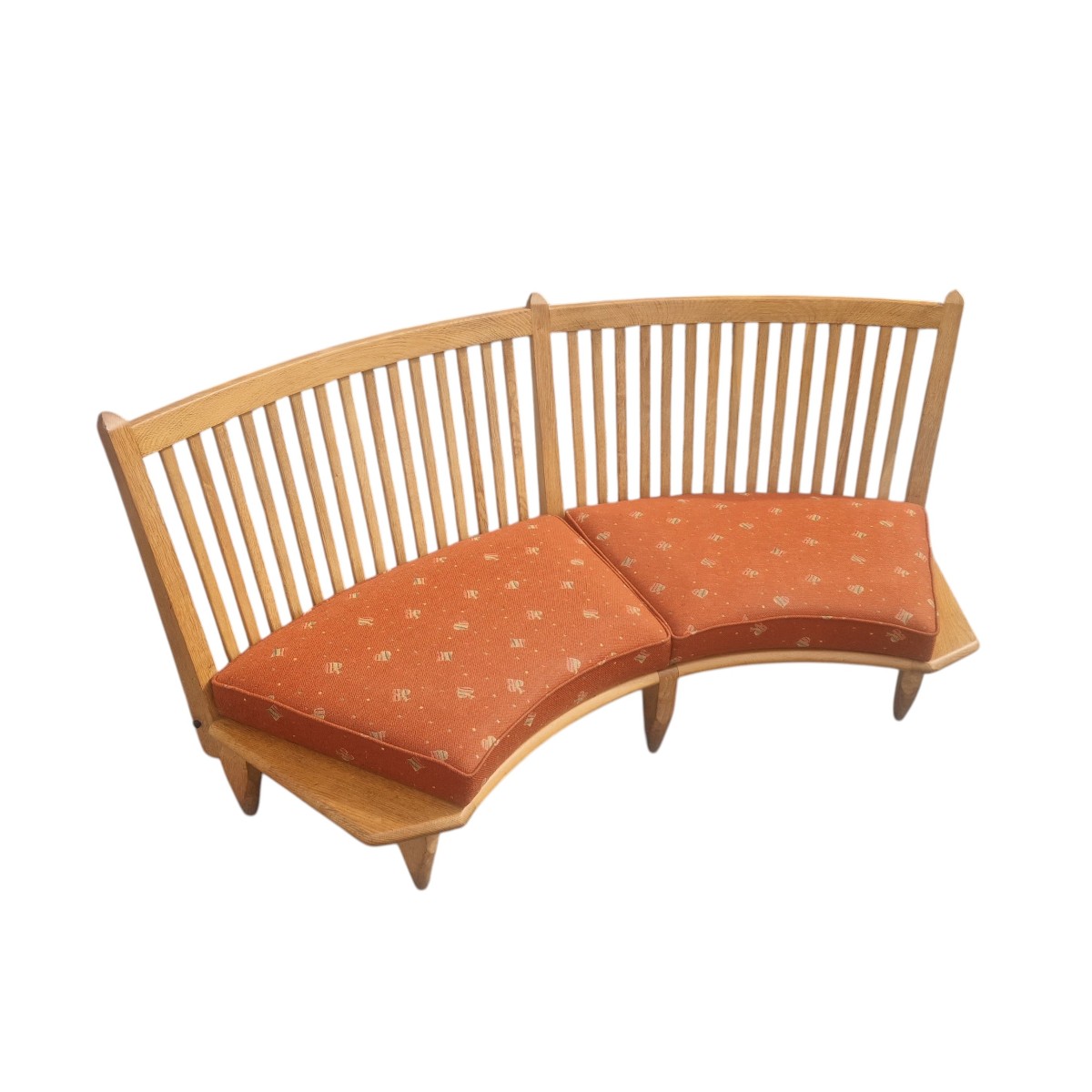 Curved Sofa In Light Oak, Guillerme And Chambron-photo-3