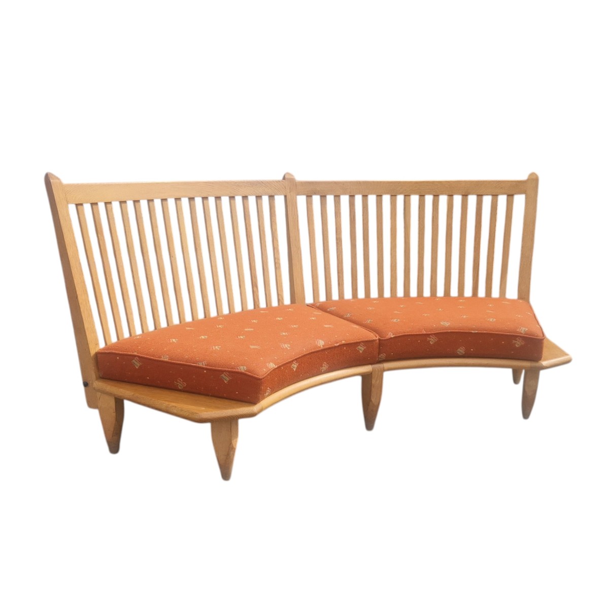 Curved Sofa In Light Oak, Guillerme And Chambron-photo-4