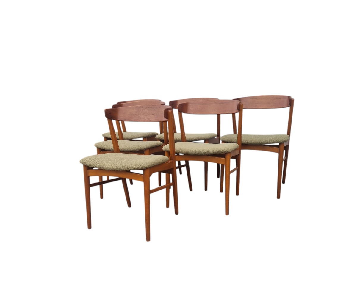 Set Of Six Danish Teak Chairs-photo-3