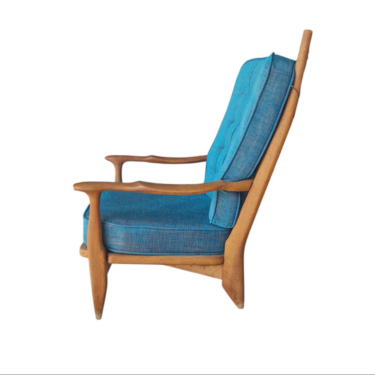 Large Armchair Made Of Solid Oak, Guillerme And Chambron-photo-3