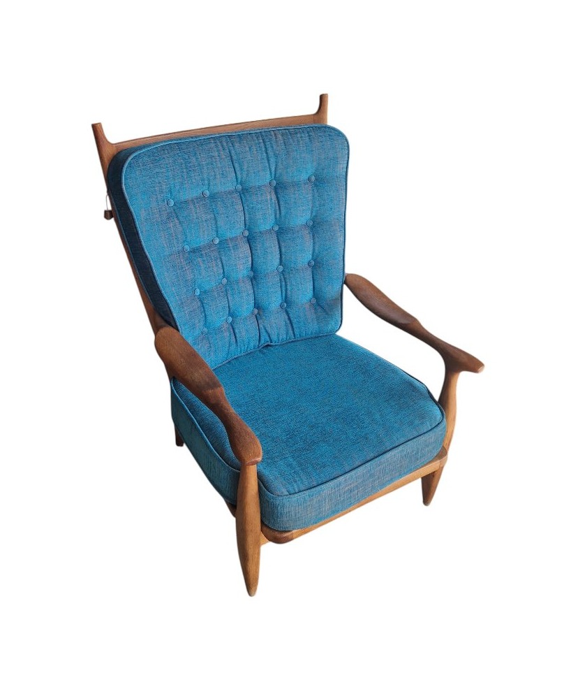 Large Armchair Made Of Solid Oak, Guillerme And Chambron
