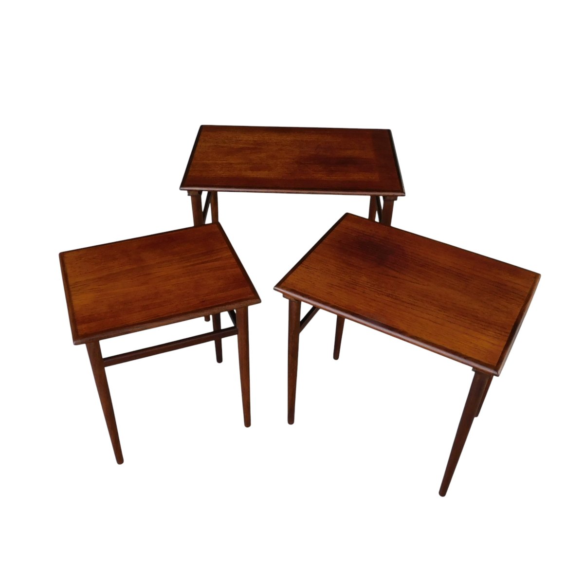 Set de 3 tables gigognes scandinaves en teck-photo-3