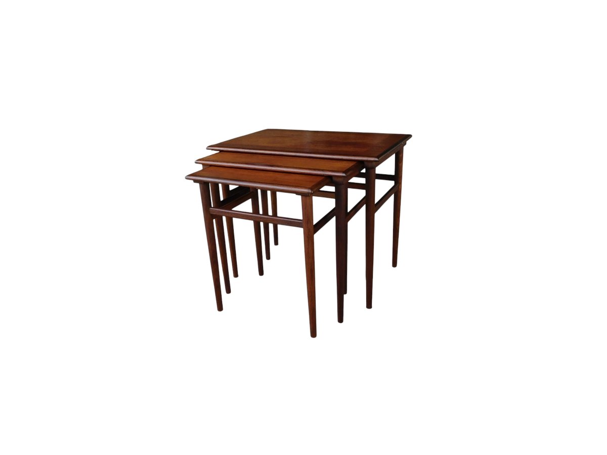 Set de 3 tables gigognes scandinaves en teck-photo-1