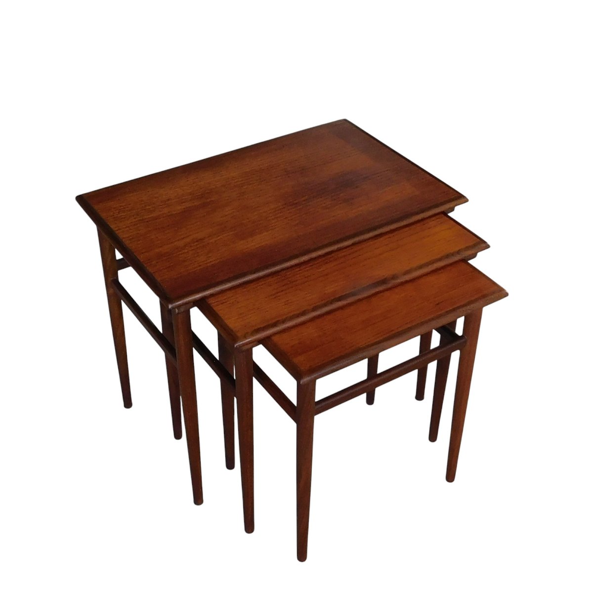 Set de 3 tables gigognes scandinaves en teck-photo-2