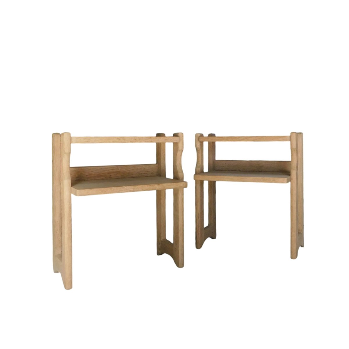 Pair Of Solid Oak Nightstands, Guillerme And Chambron-photo-3