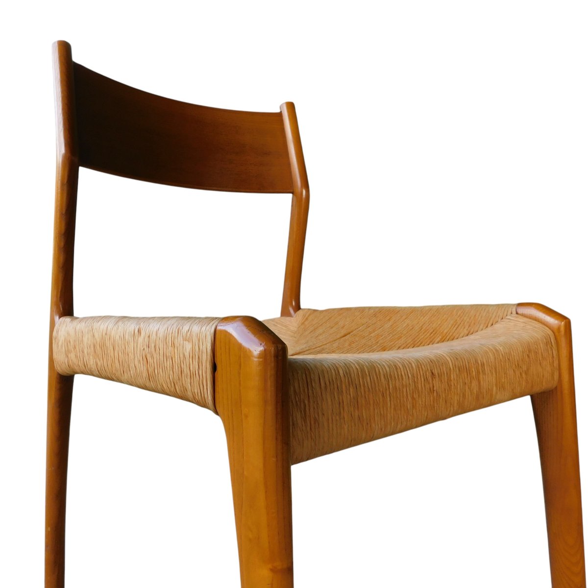 Set Of Six Vintage Scandinavian-style Chairs In Teak-photo-2