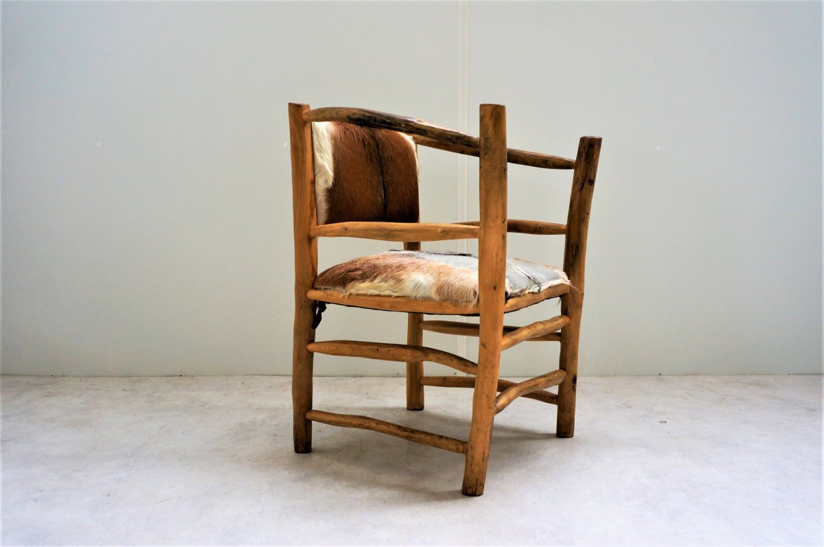 Fauteuil Brutaliste En Bois Naturel -photo-3