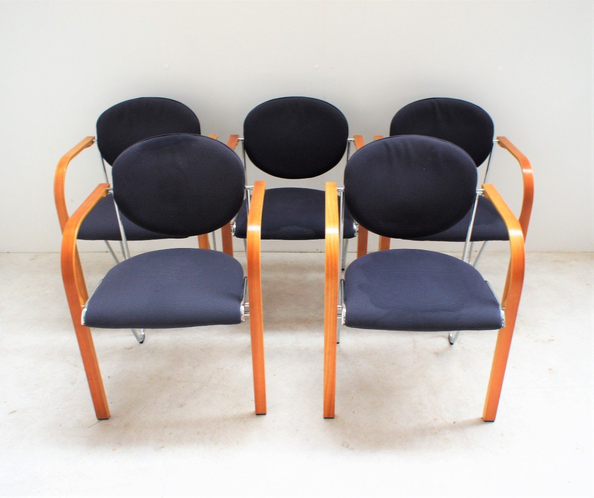 suite de 5 fauteuils de Salon Design