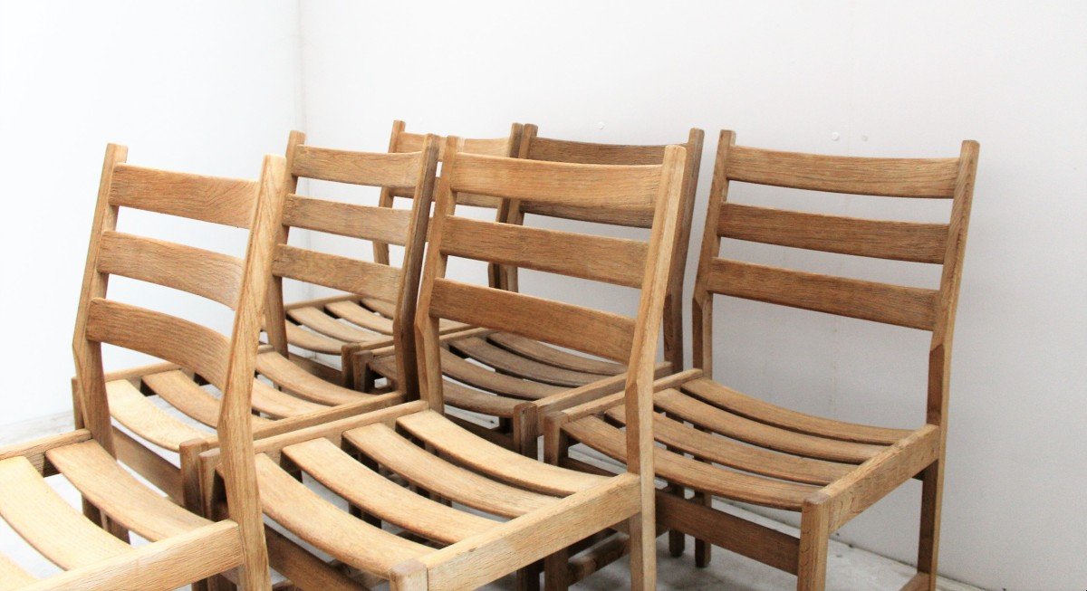 Series Of Six Vintage Scandinavian Oak Chairs, Kurt Ostervig-photo-4