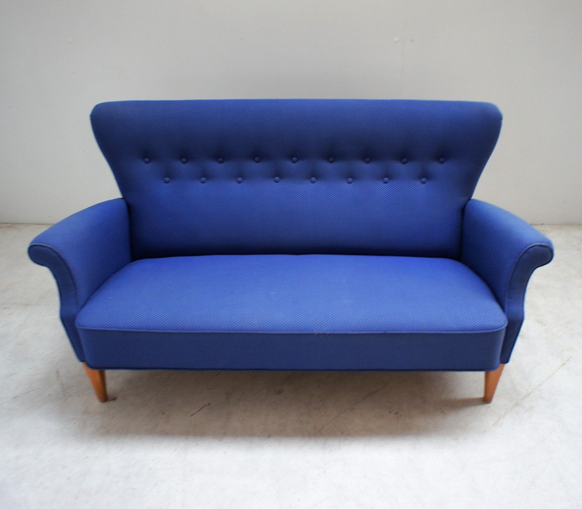 Canapé Vintage Scandinave En Tissu Bleu, Fritz Hansen-photo-4