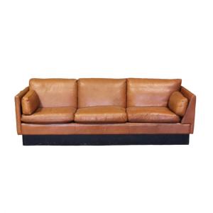 Vintage Scandinavian Sofa In Brown Leather