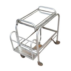 Art-deco “trolley” Trolley In Aluminum And Mirror, In The Style Of Jacques Adnet