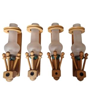 Set Of 4 Guillerme And Chambron Wall Lights