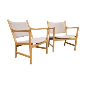 Paire de fauteuils scandinaves CH 52 , Hans Wegner