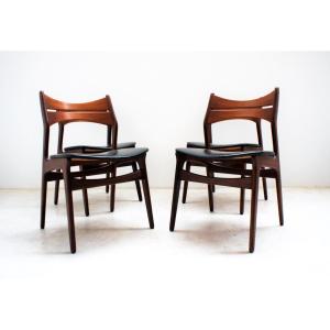 Série de 4 chaises scandinaves en teck, Erik Buch