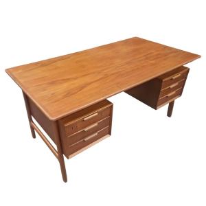Bureau vintage scandinave en teck, Omann Jun