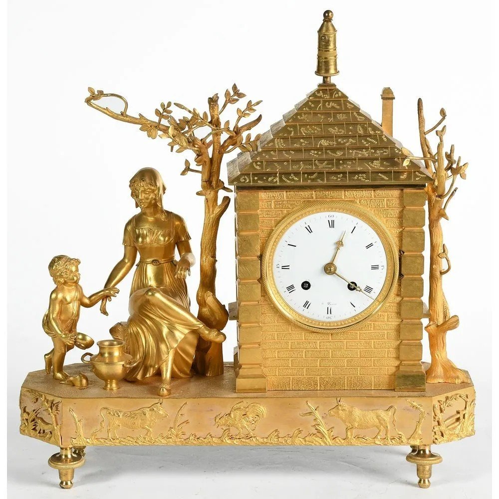 Rare Pendule d'époque Directoire Mouvement D’origine. H.32 L.45. Ep.début XIXè.