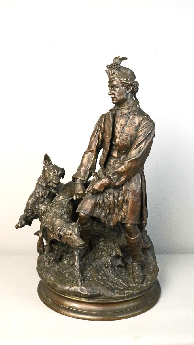 Pierre-jules Mène (1810-1879) Dog Valet Holding Two Scottish Griffons-photo-2