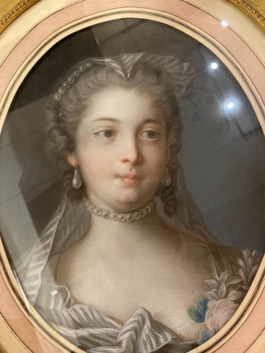 Portrait De Jeune Femme Au Collier De Perles - Suiveur De Francois Boucher - Epoque XVIIIe 