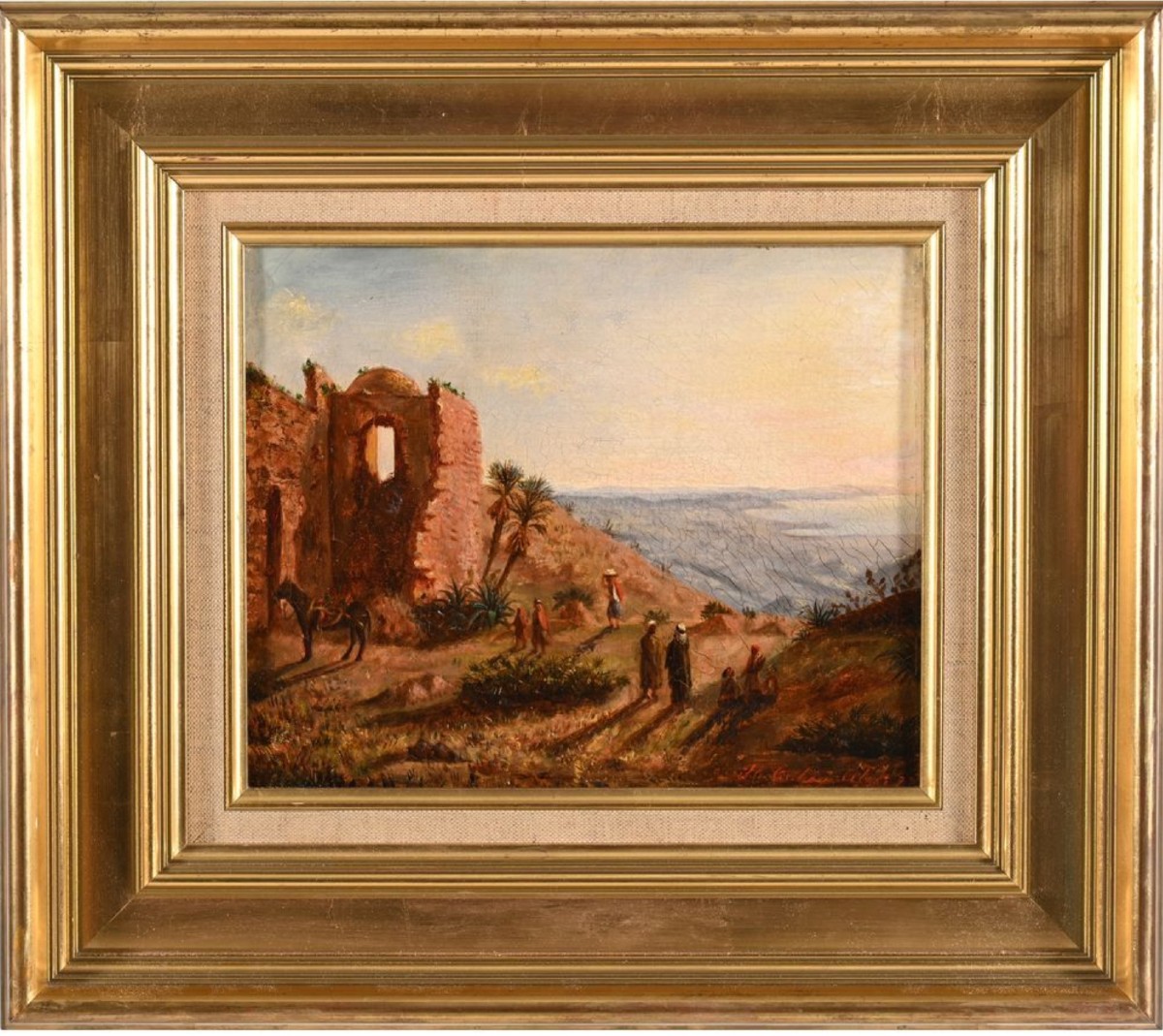 "bouzareah" Oil On Canvas Ep. XIXth Located And Dated 1877