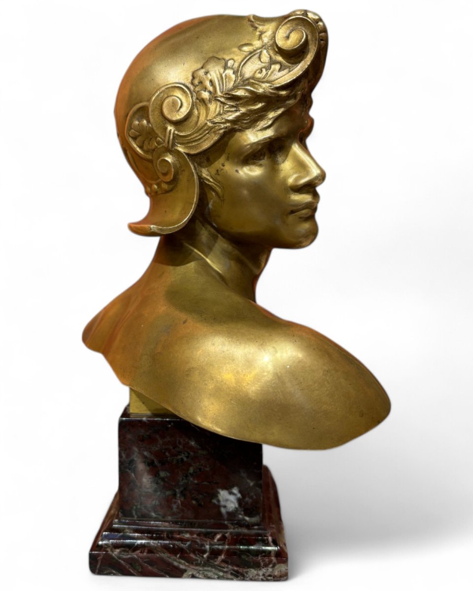 Head Of Mercury 1895 - 1900 Emmanuel Hannaux H.22 Cm-photo-2